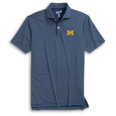  Michigan Wolverines johnnie-O Beau Striped Polo - Navy