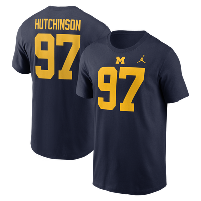 Aidan Hutchinson Michigan Wolverines Jordan Brand Name & Number T-Shirt - Navy