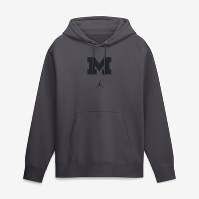  Michigan Wolverines Jordan Brand Washed Club Fleece Pullover Hoodie - Anthracite