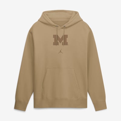  Michigan Wolverines Jordan Brand Washed Club Fleece Pullover Hoodie - Beige