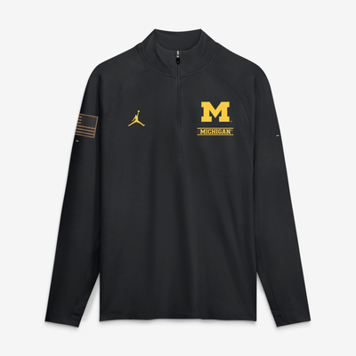 Michigan Wolverines Jordan Brand 2026 Military Appreciation Stride Raglan Dri-FIT Half-Zip Pullover - Black