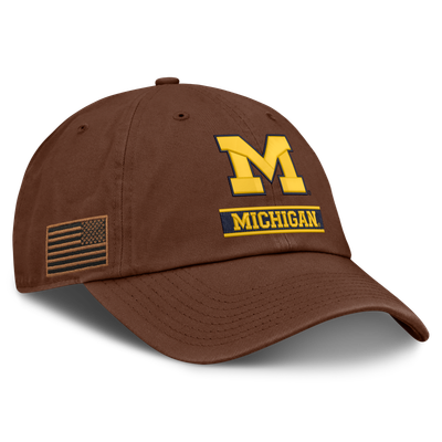 Michigan Wolverines Jordan Brand 2026 Military Appreciation Club Adjustable Hat - Brown