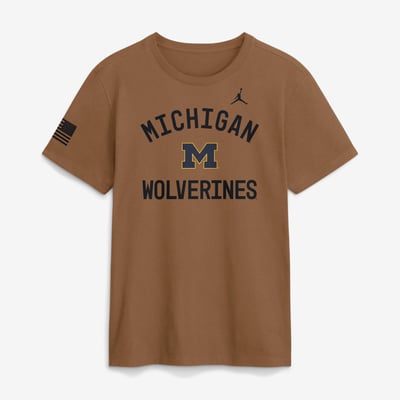 Michigan Wolverines Jordan Brand 2026 Military Appreciation Sideline Dri-FIT T-Shirt - Brown