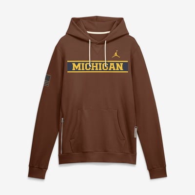 Michigan Wolverines Jordan Brand 2026 Military Appreciation Sideline Standard Issue Dri-FIT Hoodie - Brown