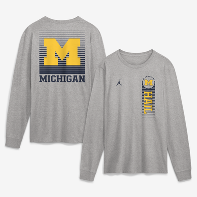  Michigan Wolverines Jordan Brand Primetime Long Sleeve T-Shirt - Gray