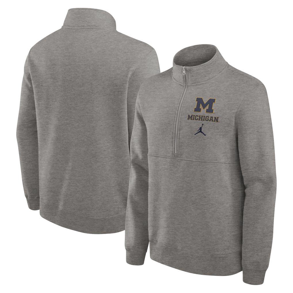 Michigan Wolverines Jordan Brand Primetime Club Half-Zip Pullover - Heather Gray