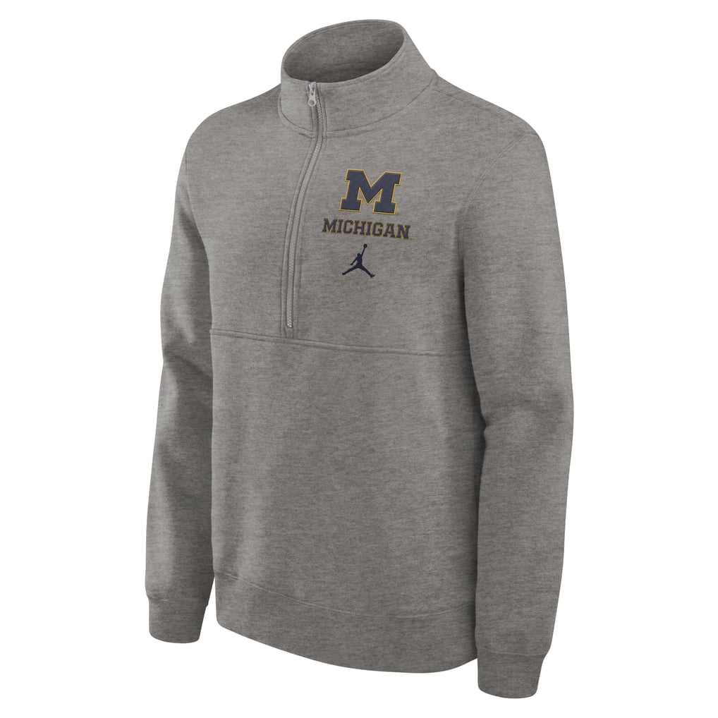 Michigan Wolverines Jordan Brand Primetime Club Half-Zip Pullover - Heather Gray