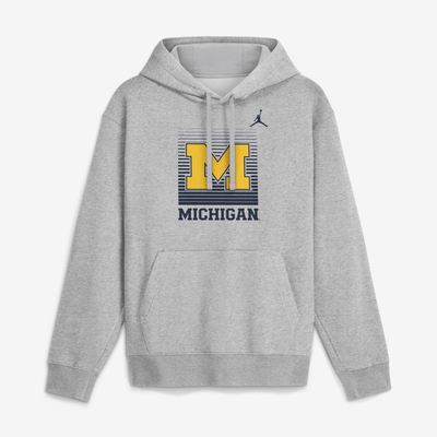  Michigan Wolverines Jordan Brand Primetime Gradient Square Club Hoodie - Heather Gray