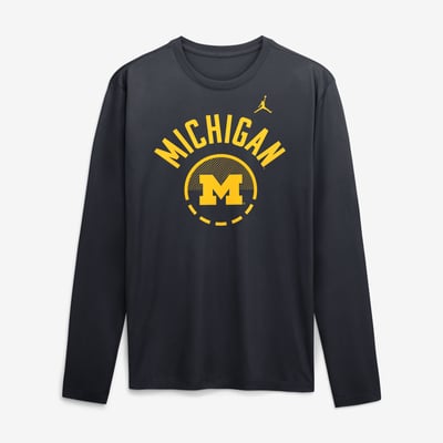 Michigan Wolverines Jordan Brand 2026 Courtside Basketball Shootaround Legend Dri-FIT Long Sleeve T-Shirt - Navy