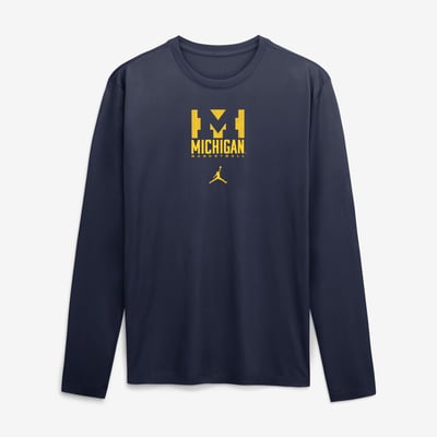  Michigan Wolverines Jordan Brand Courtside Legend Dri-FIT Long Sleeve T-Shirt - Navy