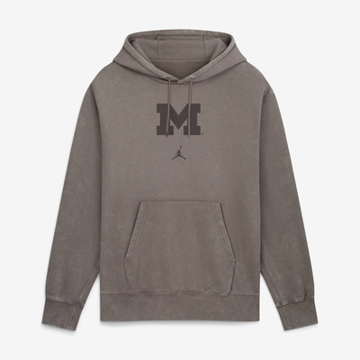  Michigan Wolverines Jordan Brand Washed Club Fleece Pullover Hoodie - Stone