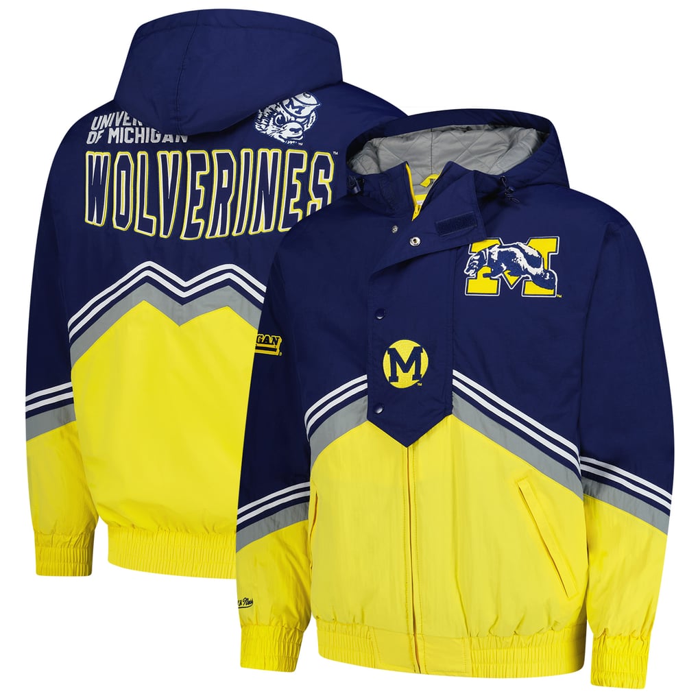 Michigan Wolverines Mitchell & Ness Throw It Back Retro Full-Zip Windbreaker Jacket - Navy/Maize