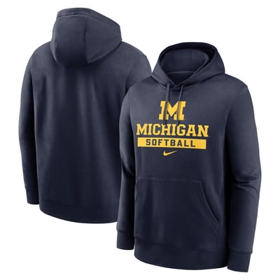  Michigan Wolverines Nike Softball Stack Club Fleece Pullover Hoodie - Navy