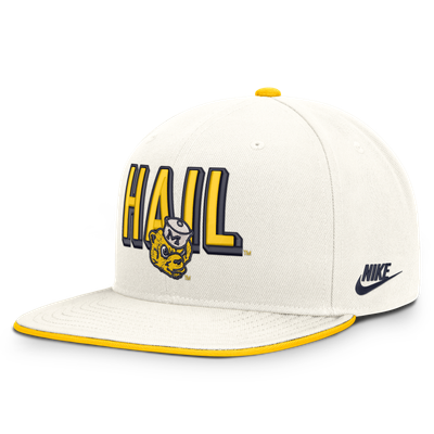  Michigan Wolverines Nike Legacy Letter & Mascot Pro Snapback Hat - White