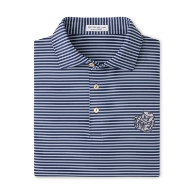  Michigan Wolverines Peter Millar Tiebreaker Performance Jersey Stripe Polo - Navy