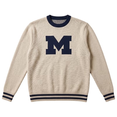  Michigan Wolverines Uscape Apparel Renew Varsity Sweater - Cream