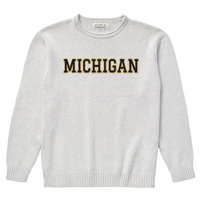  Michigan Wolverines Uscape Apparel Renew Coastal Knit Sweater - Gray
