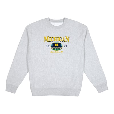  Michigan Wolverines Uscape Apparel New Heights Heavyweight Sweatshirt - Heather Gray