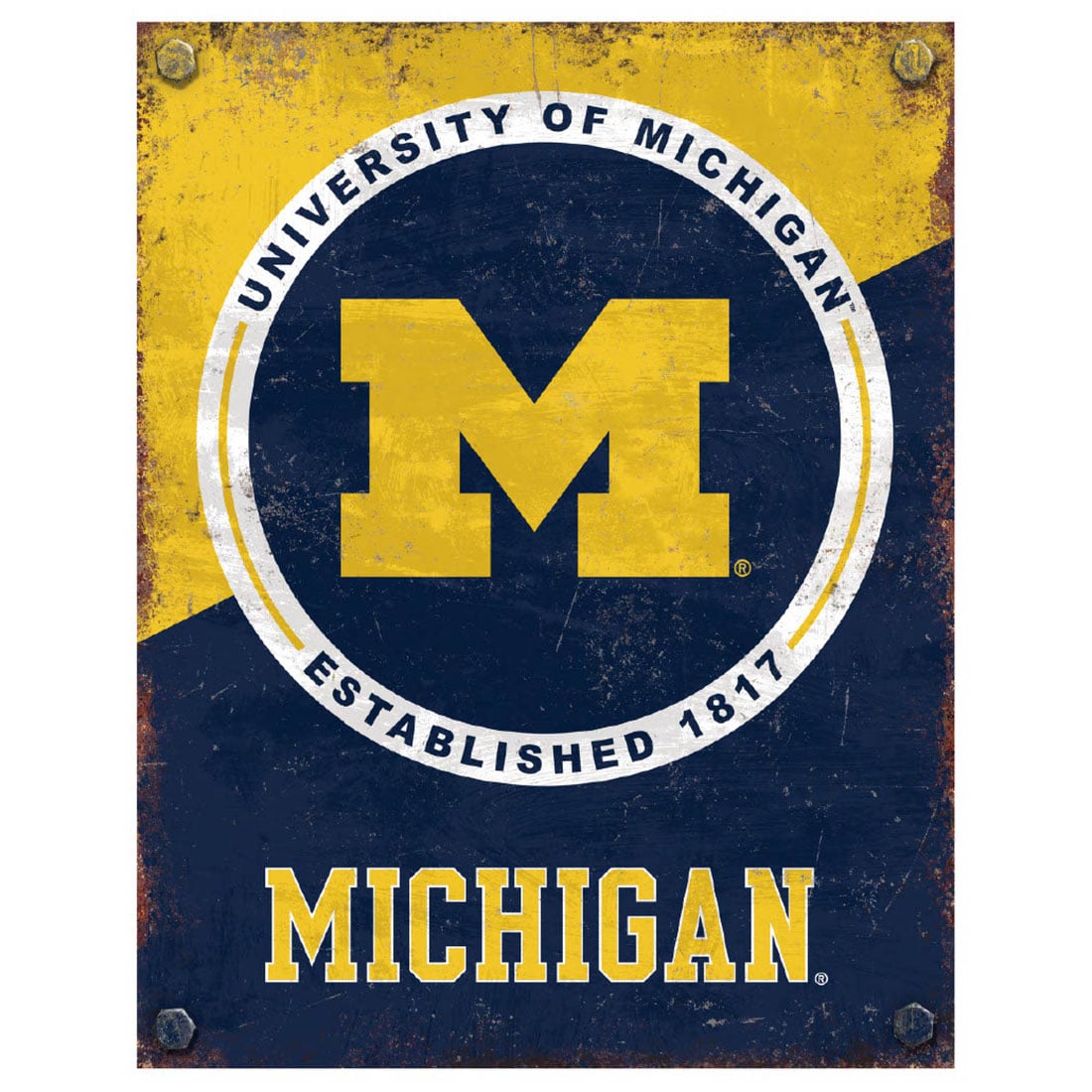 University Of Michigan Wolverines Arch Logo Football T-Shirt - Navy | UGP Campus Apparel
