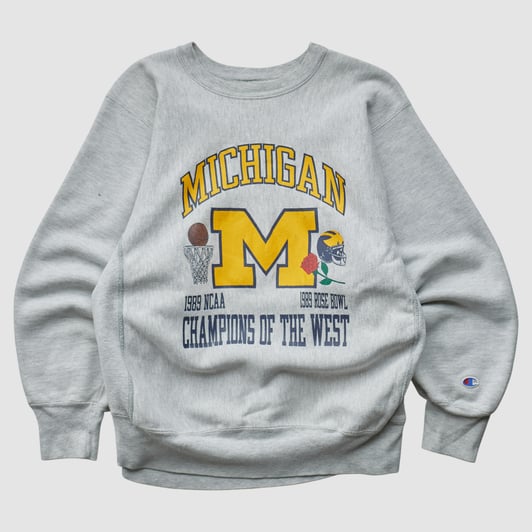 Michigan Wolverines 1989 Pullover Sweatshirt - Heather Gray - S by Fanatics Real Vintage