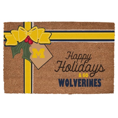 Michigan Wolverines 20" x 30" Holiday Gift Wrap Coir Door Mat
