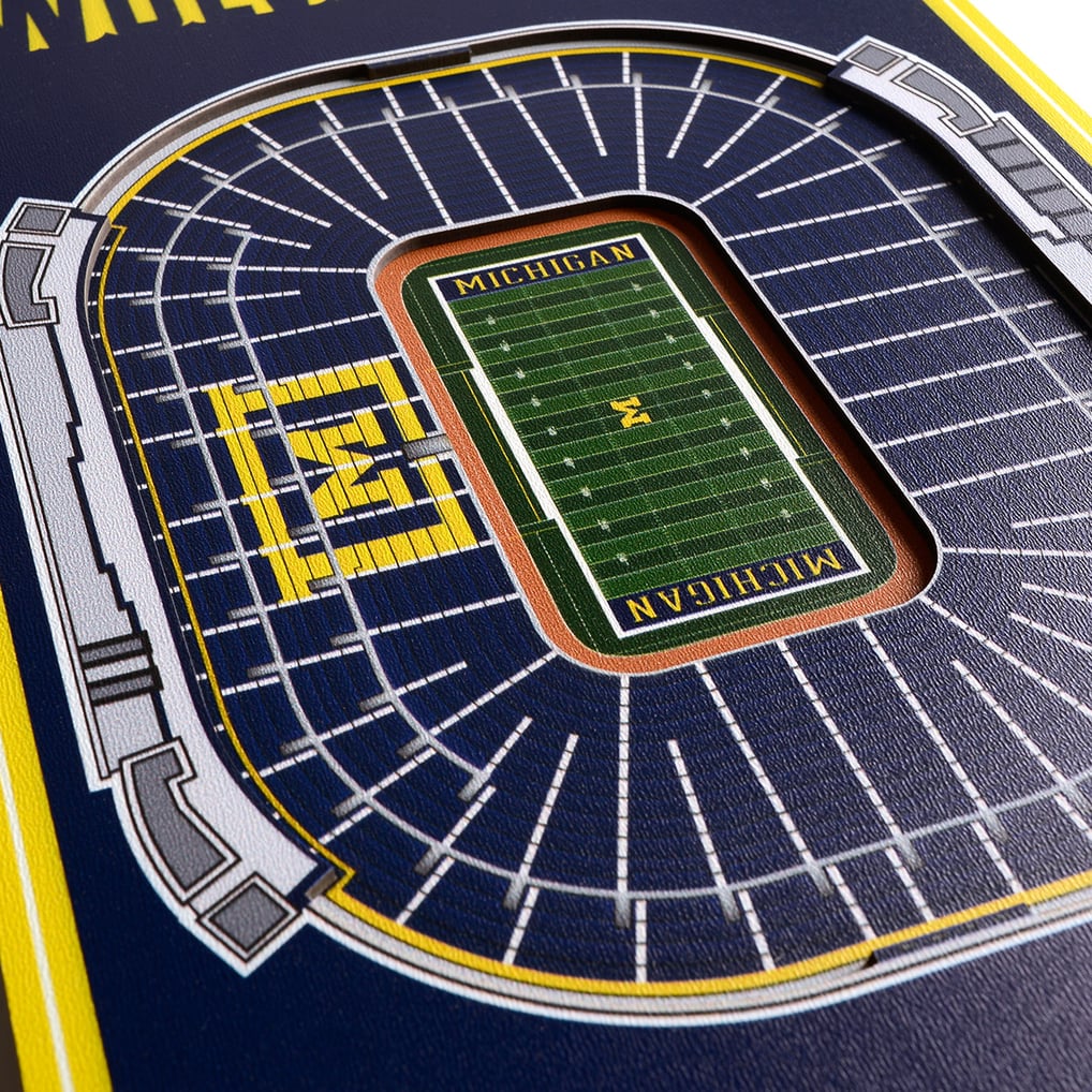 Michigan Wolverines 8'' x 32'' 3D StadiumView Banner
