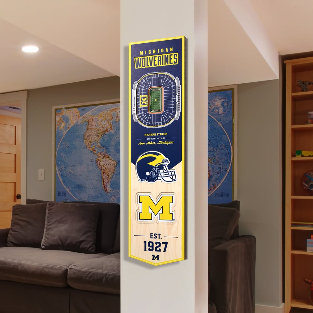 Michigan Wolverines 8'' x 32'' 3D StadiumView Banner