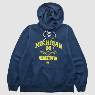 Michigan Wolverines Adidas 2010s Hooded Pullover Sweatshirt - Navy - M by Fanatics Real Vintage