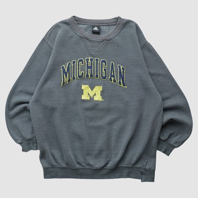 Michigan Wolverines Adidas 2010s Pullover Sweatshirt - Dark Heather Gray - M by Fanatics Real Vintage