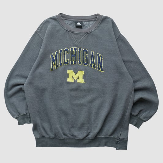 Michigan Wolverines Adidas 2010s Pullover Sweatshirt - Dark Heather Gray - M by Fanatics Real Vintage