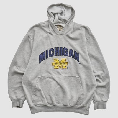 Michigan Wolverines Big Ball Sports 2000s Hooded Pullover Sweatshirt - Heather Gray - S by Fanatics Real Vintage