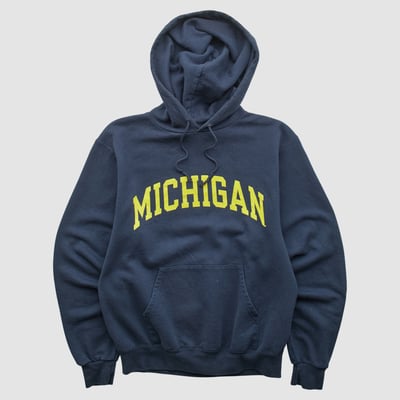 Michigan Wolverines Champion 2000s Hooded Pullover Sweatshirt - Navy - XXS by Fanatics Real Vintage