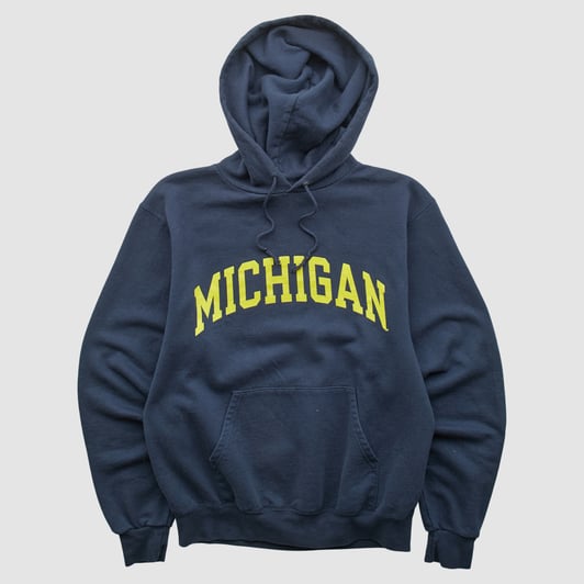 Michigan Wolverines Champion 2000s Hooded Pullover Sweatshirt - Navy - XXS by Fanatics Real Vintage
