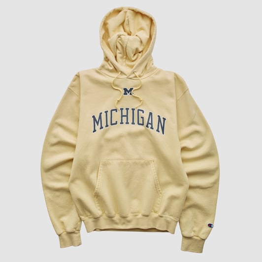 Michigan Wolverines Champion 2000s Hooded Pullover Sweatshirt - Yellow - XS by Fanatics Real Vintage