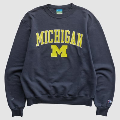 Michigan Wolverines Champion 2010s Pullover Sweatshirt - Navy - S by Fanatics Real Vintage