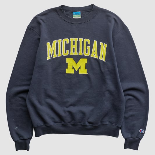 Michigan Wolverines Champion 2010s Pullover Sweatshirt - Navy - S by Fanatics Real Vintage