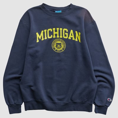 Michigan Wolverines Champion 2010s Pullover Sweatshirt - Navy - XS by Fanatics Real Vintage