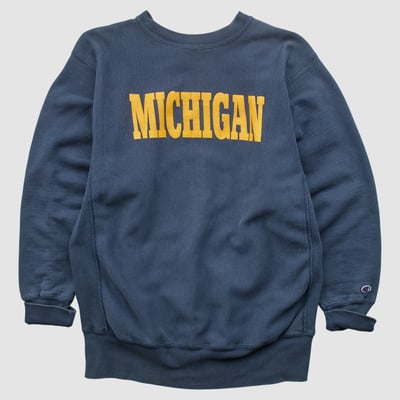 Michigan Wolverines Champion 90s Pullover Sweatshirt - Navy - XS by Fanatics Real Vintage