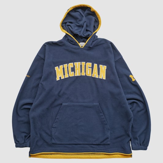 Michigan Wolverines Columbia 2000s Hooded Pullover Sweatshirt - Navy - XL by Fanatics Real Vintage
