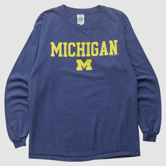 Michigan Wolverines Delta 2000s Long Sleeve T-shirt - Navy - M by Fanatics Real Vintage
