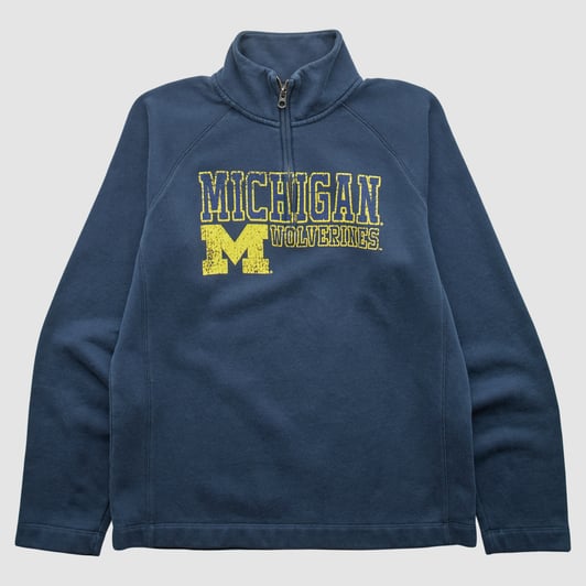Michigan Wolverines Jansport 2010s 1/4 Zip Sweatshirt - Navy - S by Fanatics Real Vintage