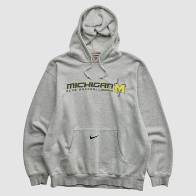 Michigan Wolverines Nike 2000s Hooded Pullover Sweatshirt - Heather Gray - L by Fanatics Real Vintage