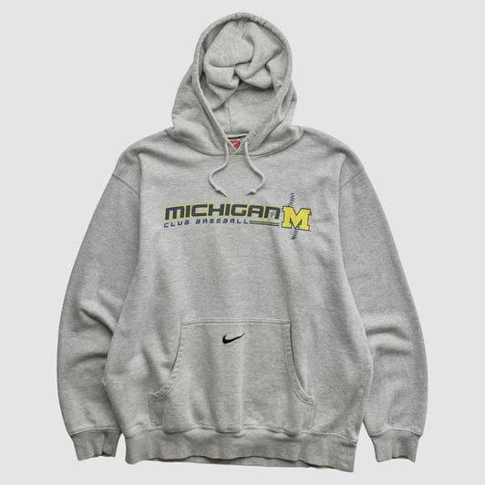 Michigan Wolverines Nike 2000s Hooded Pullover Sweatshirt - Heather Gray - L by Fanatics Real Vintage