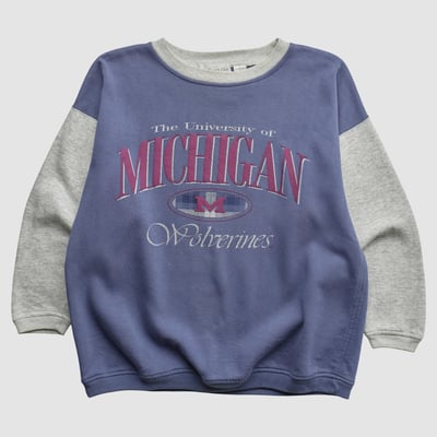 Michigan Wolverines Paris Sport Club 90s Pullover Sweatshirt - Blue - M by Fanatics Real Vintage