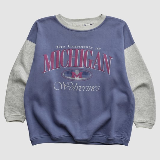 Michigan Wolverines Paris Sport Club 90s Pullover Sweatshirt - Blue - M by Fanatics Real Vintage