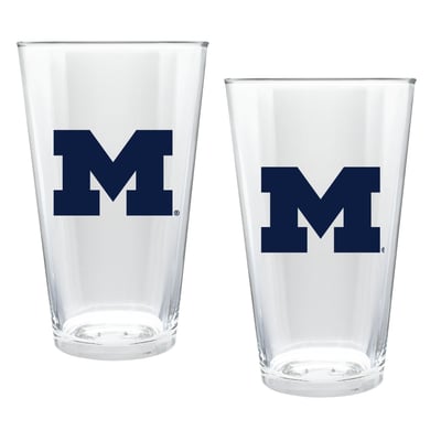 Michigan Wolverines Two-Piece 16oz. Double Play Pint Glass Set
