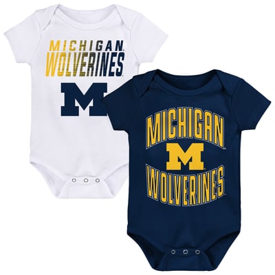  Michigan Wolverines Outerstuff Newborn Snuggle Blitz Two-Piece Bodysuit Set - Navy