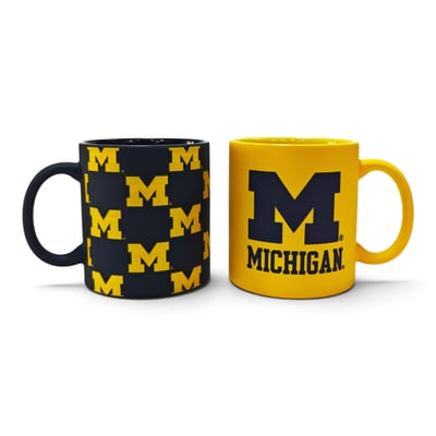 Michigan Wolverines Pegasus Two-Piece 16oz. Home & Away Soft Touch Ceramic Mug Set