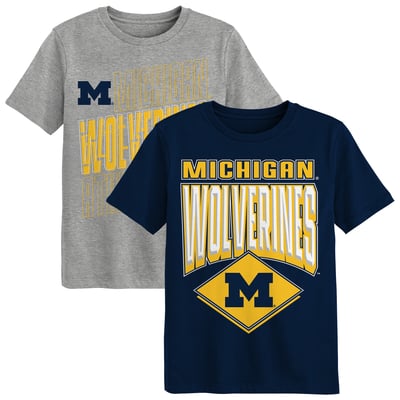 Michigan Wolverines Outerstuff Preschool Trench Kings 2-Pack T-Shirt Set - Navy/Gray