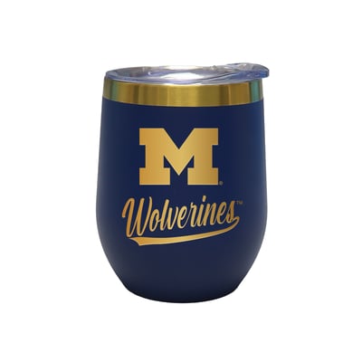 Michigan Wolverines The Memory Company 12oz. Stainless Steel Gold Lettering Stemless Wine Tumbler
